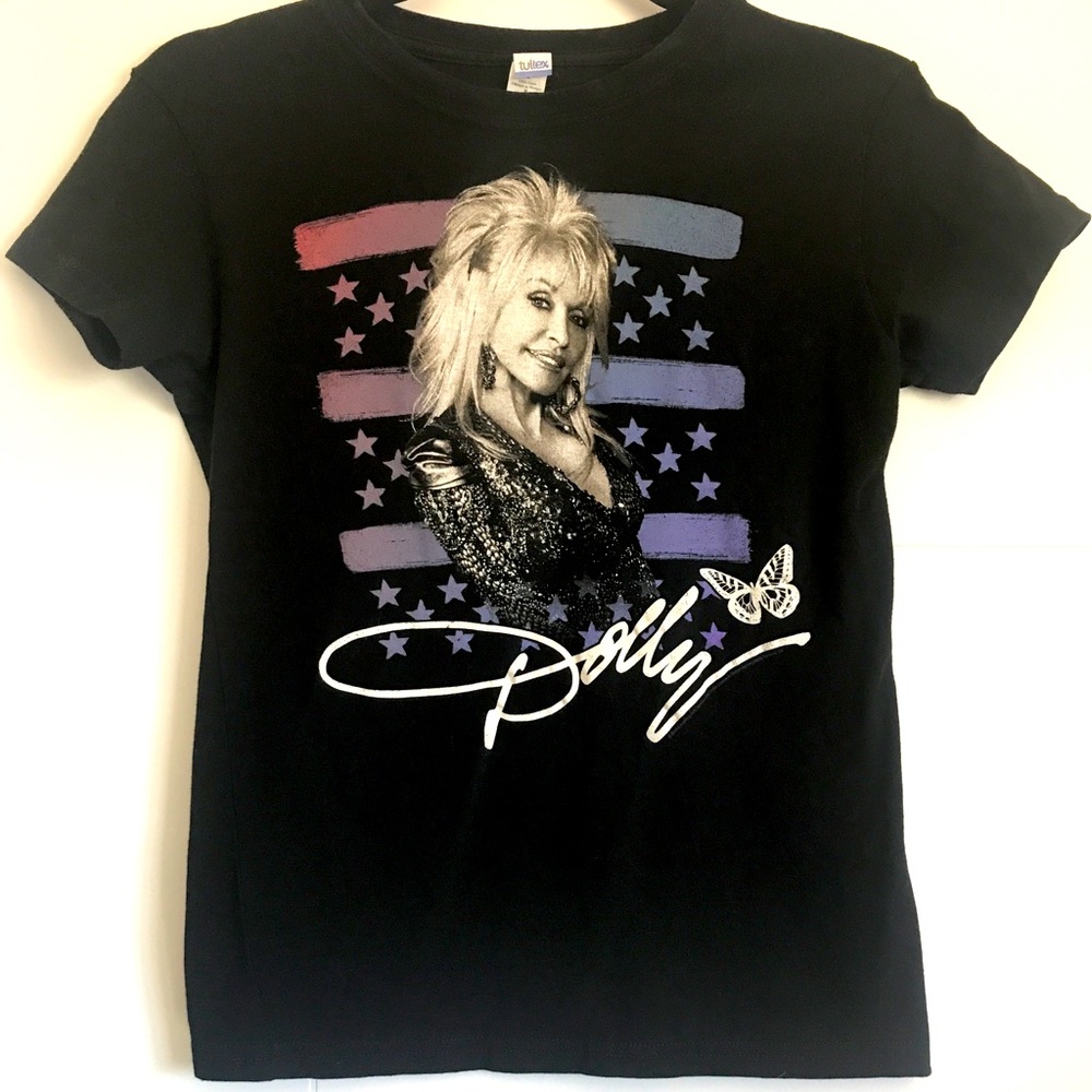 Authentic 2014 Dolly Parton Stars and Stripes Butterfly Babydoll T Shirt